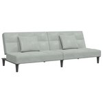 vidaXL Canapé-lit à 2 places avec repose-pied gris clair velours