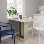 vidaXL Table à dîner Blanc et chêne sonoma 80 x 80 x 75 cm Aggloméré