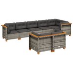 vidaXL Salon de jardin 8 Pièces avec coussins gris résine tressée