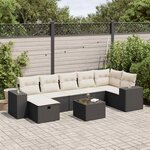 vidaXL Salon de jardin 8 Pièces avec coussins noir résine tressée