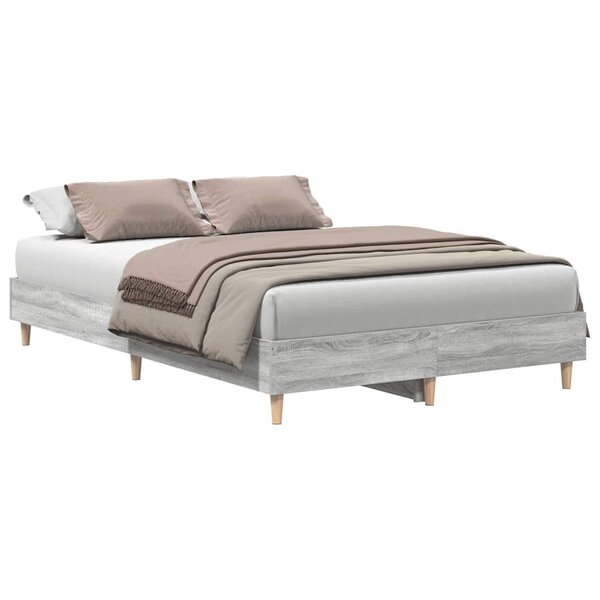 vidaXL Cadre de lit sans matelas sonoma gris 135x190 cm