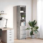 vidaXL Buffet haut gris béton 37 5x35x180 cm bois d'ingénierie