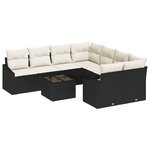 vidaXL Ensemble de canapé de jardin avec coussin 9 Pièces Noir et Crème