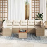 vidaXL Ensemble de canapé de jardin 8 Pièces Beige et blanc