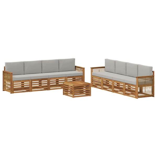 vidaXL Ensemble de canapés d'extérieur 9 pc Naturel et gris clair