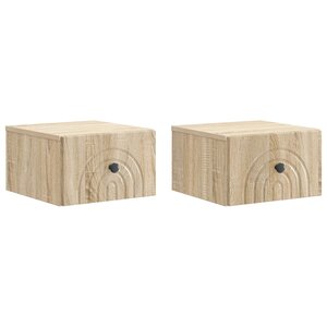 vidaXL Cabinet de chevet mural 2 pc Chêne Sonoma 33 x 34 5 x 20 cm