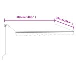 vidaXL Auvent rétractable automatique 300x250 cm Crème