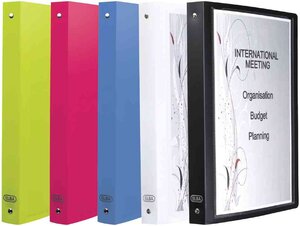 Lot de 12 Classeurs 4 anneaux POLYVISION dos 30 mm Assortis ELBA