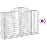 vidaXL Paniers à gabions arqués 8 Pièces 200x50x120/140 cm Fer galvanisé