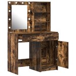 Ensemble de coiffeuse 2 pièces avec LED en chêne fumé en bois d'ingénierie