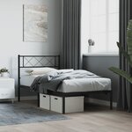 vidaXL Cadre de lit métal avec tête de lit noir 75x190 cm
