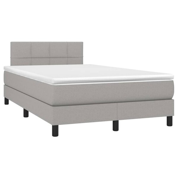 vidaXL Sommier à lattes de lit et matelas gris clair 120x190 cm tissu