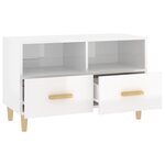 vidaXL Meuble TV Blanc brillant 80x36x50 cm Bois d'ingénierie