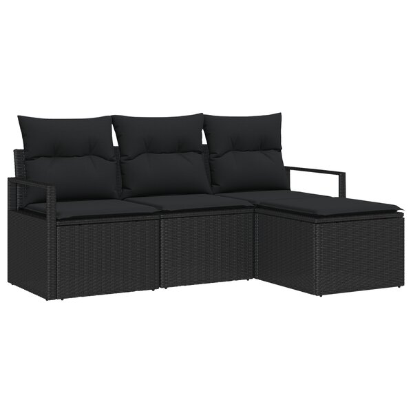 Ensemble de Canapés de Jardin vidaXL 4 pièces avec Coussins Noir Poly Rotin