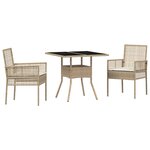 vidaXL Ensemble de salle à manger de jardin 3 pièces beige poly rotin