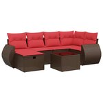 vidaXL Salon de jardin avec coussins 7 Pièces marron résine tressée