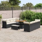 vidaXL Ensemble de canapé de jardin 11 Pièces Noir polyrotin