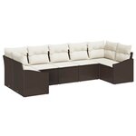 vidaXL Ensemble de canapé de jardin 7 Pièces Marron Poly rotin