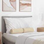 vidaXL Coussins d'accent 2 Pièces Crème Ø 15 x 40 cm tissu