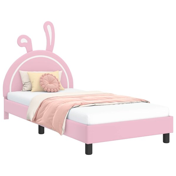 vidaXL Cadre de lit pour enfants avec tête de lit Rose 90 x 190 cm PU