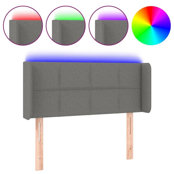 vidaXL Tête de lit à LED Gris foncé 103x16x78/88 cm Tissu
