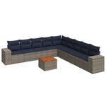 vidaXL Salon de jardin 10 Pièces avec coussins gris résine tressée