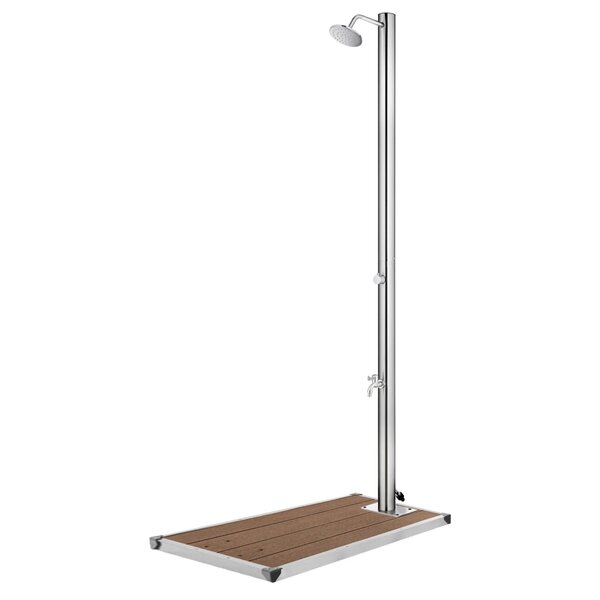 vidaXL Douche de jardin avec base marron 220 cm Acier inoxydable