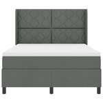 vidaXL Lit avec matelas à ressorts gris foncé 160 x 200 cm. Housse en tissu.