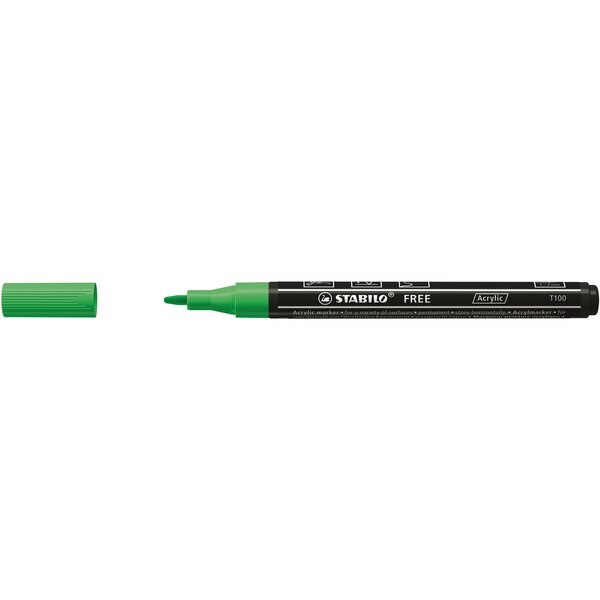 Marqueur pointe fine FREE acrylic T100 vert feuille STABILO