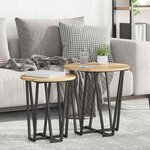 Table d'appoint vidaXL 2 pièces en chêne fait main  bois reconstitué et métal