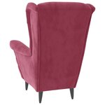 vidaXL Fauteuil à oreilles avec tabouret bordeaux velours