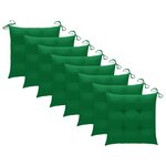 vidaXL Chaises de jardin avec coussins vert lot de 8 Bois teck massif