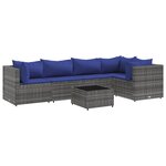vidaXL Salon de jardin 6 Pièces avec coussins Gris Résine tressée
