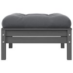 vidaXL Repose-pied de jardin avec coussin anthracite Bois de pin gris