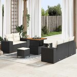 vidaXL Ensemble de canapé de jardin 8 Pièces Noir polyrotin