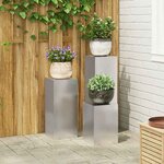 vidaXL Supports pour plantes 3 Pièces Argent 24 x 24 x 75 cm