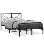 vidaXL Cadre de lit métal sans matelas avec tête de lit noir 120x200cm