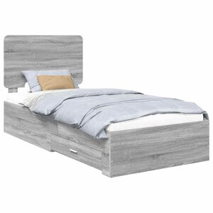 vidaXL Cadre de lit Gris Sonoma 100 x 200 cm Bois d'ingénierie
