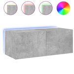 vidaXL Meuble TV mural avec lumières LED gris béton 80x35x31 cm