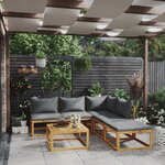 vidaXL Salon de jardin 6 Pièces avec coussin Bois d'acacia solide
