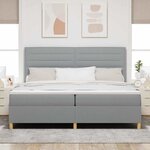 vidaXL Lit à ressort LED avec matelas Gris clair 200 x 200 cm tissu