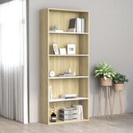 vidaXL Bibliothèque à 5 niveaux Blanc et chêne 80x30x189 cm Aggloméré