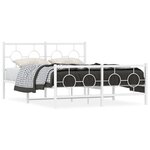 vidaXL Cadre de lit métal sans matelas et pied de lit blanc 135x190 cm