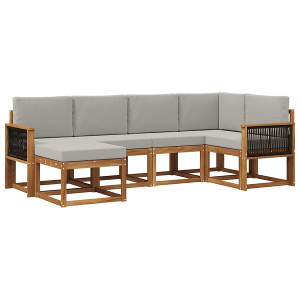 vidaXL Ensemble de canapés d'extérieur 6 pc Naturel et gris clair