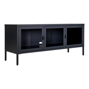 Console pour TV noire avec portes en verre