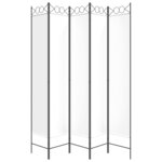 vidaXL Cloison de séparation 5 panneaux Blanc 200x220 cm Tissu
