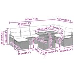 vidaXL Lot de canapés de jardin 9 pièces avec coussins beiges en rotin synthétique et acacia