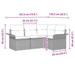vidaXL Ensemble de canapé de jardin 4 pièces avec coussins gris en poly rotin