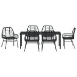 vidaXL Ensemble de salle à manger de jardin 7 pièces Rattan PE Noir