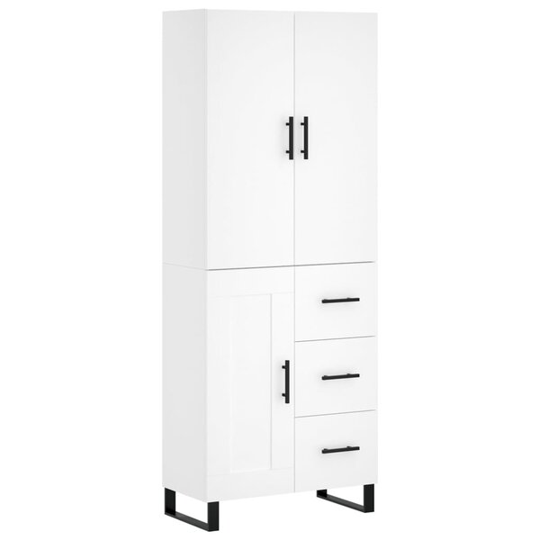 vidaXL Buffet haut Blanc 69 5x34x180 cm Bois d'ingénierie